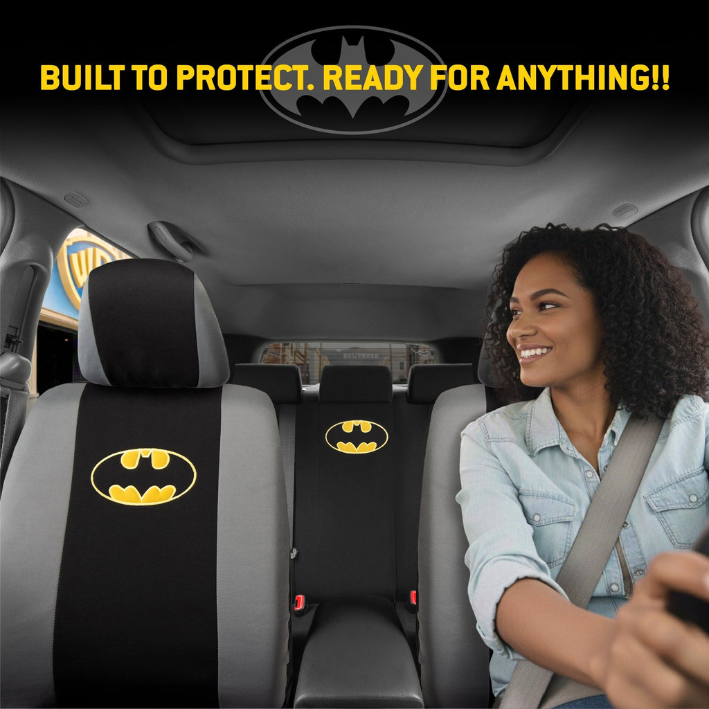 Warner Bros DC Comics 9-Piece Batman Dark Knight Logo Front Seat Covers and Rear Seat Covers