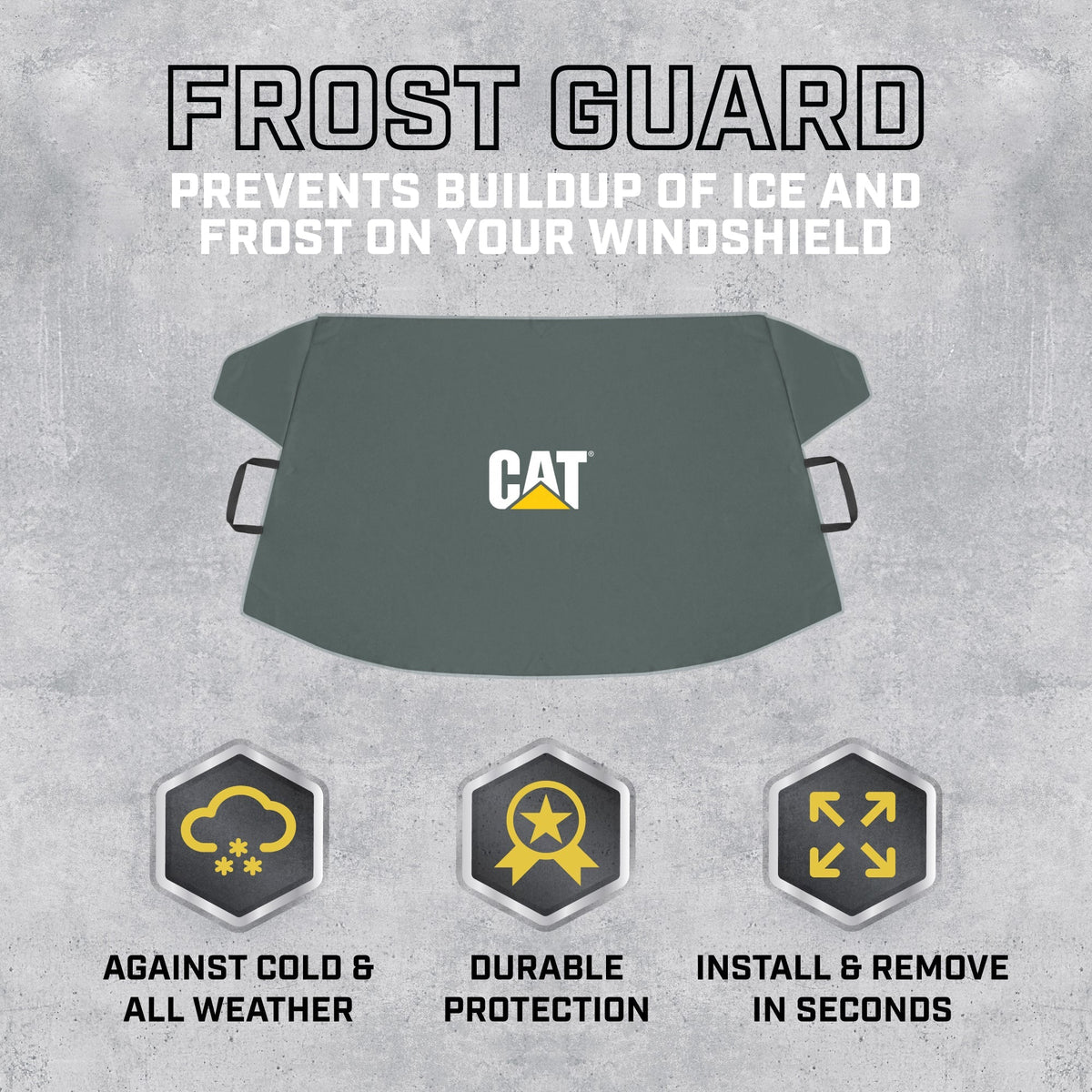 Cat® Windshield Snow Cover, Toughest Car Frost Protector for Ice & Sleet, Weatherproof for Winter, Includes Anti-Theft Straps, Freeze Protector for Auto Car Truck Van SUV