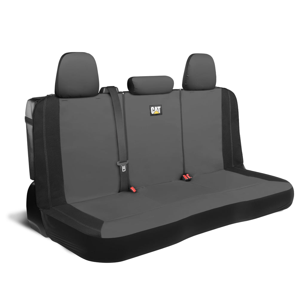 CAT PU Leather Rear Bench Seat Cover – Gray, 60/40 Split Fit for Cars, Trucks, SUVs – Waterproof, Scratch-Resistant, Semi-Universal Fit Rear Seat Protector for Most Auto Interior – Easy Install