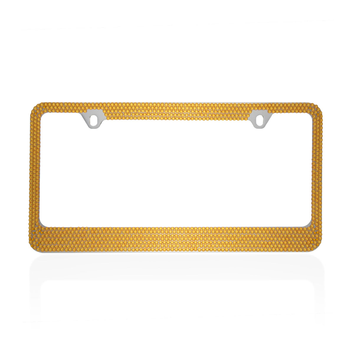 BDK Single Stainless Steel Rhinestone Crystal License Plate Frame - Standard Size (12.25" x 6.25") - 1-Pack Gold Bling