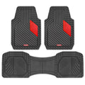 Motor Trend MetallicGuard Car Floor Mats Full Set - Durable Rubber Floor Mats with Red Metallic Heel Pad, All-Weather Interior Protection for Front and Rear with Non-Slip Backing
