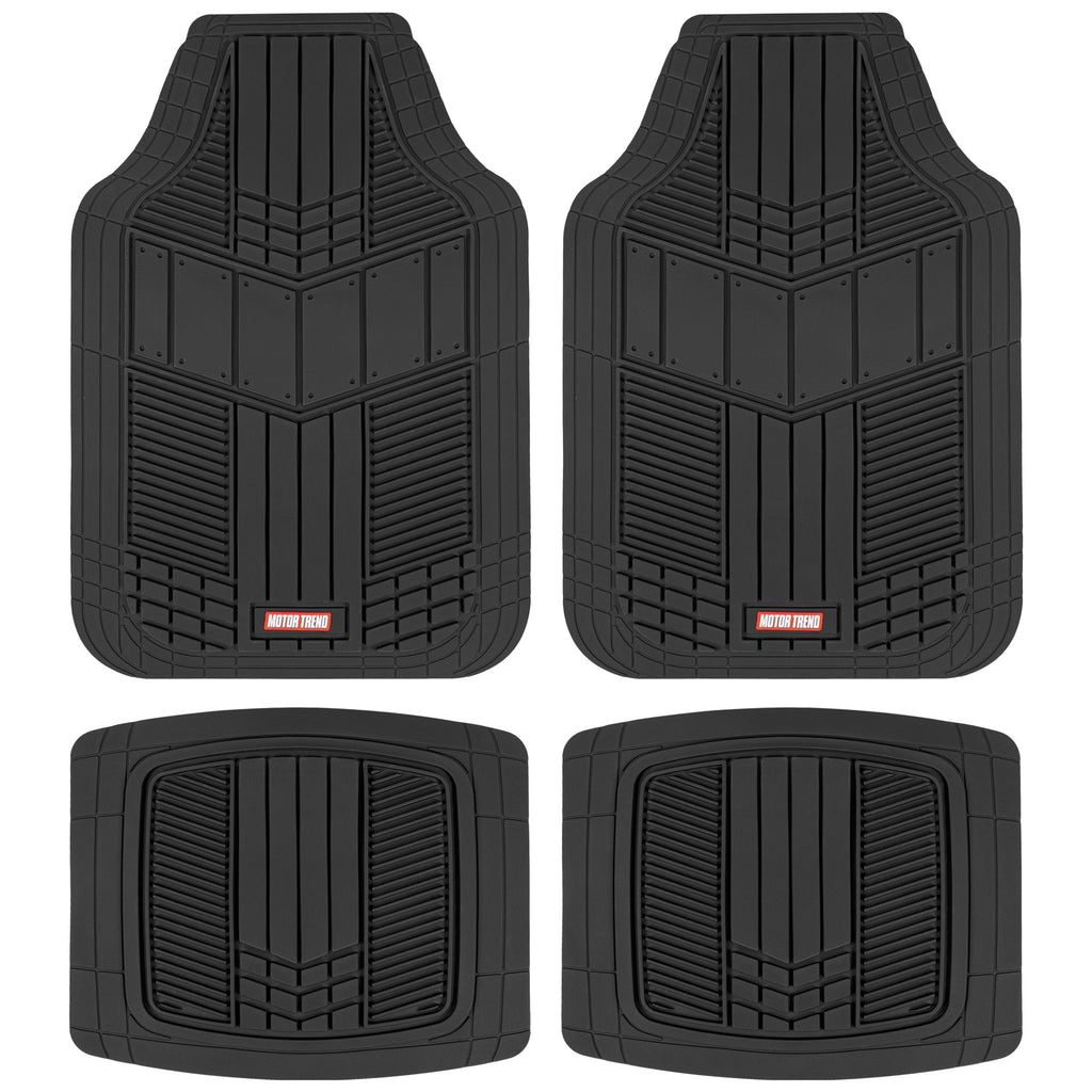 MotorTrend 4-Piece DualFlex Deep Drainage Channels Front Floor Mats and Rear Front Floor Mats - Heavy Duty, All Weather, Trim to Fit
