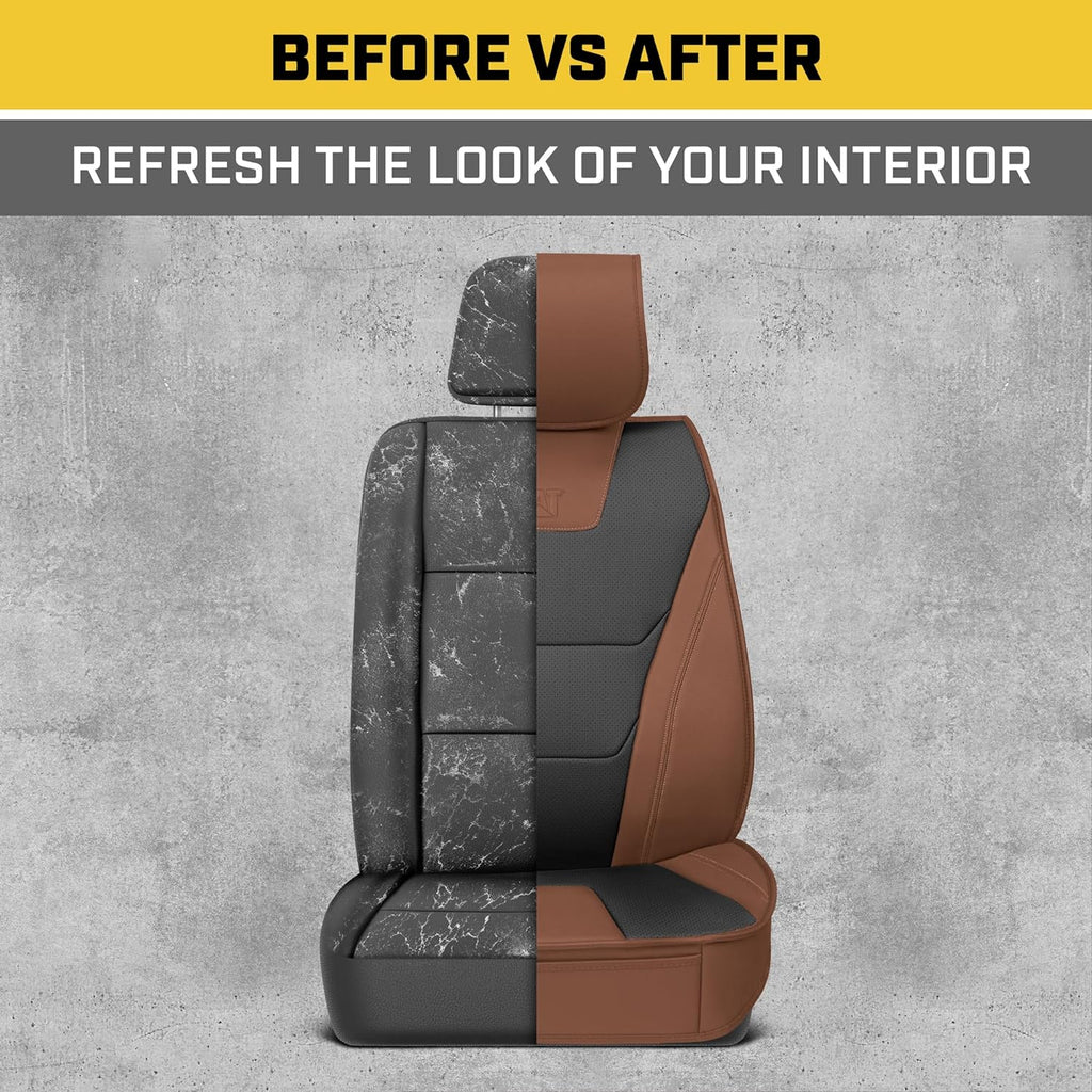 CAT® Edge Deluxe Car Seat Covers for Front Seats - Premium Two-Tone Faux Leather Seat Covers for Cars with Universal Fit, Rugged Automotive Seat Covers for Trucks, Interior Seat Covers for SUV