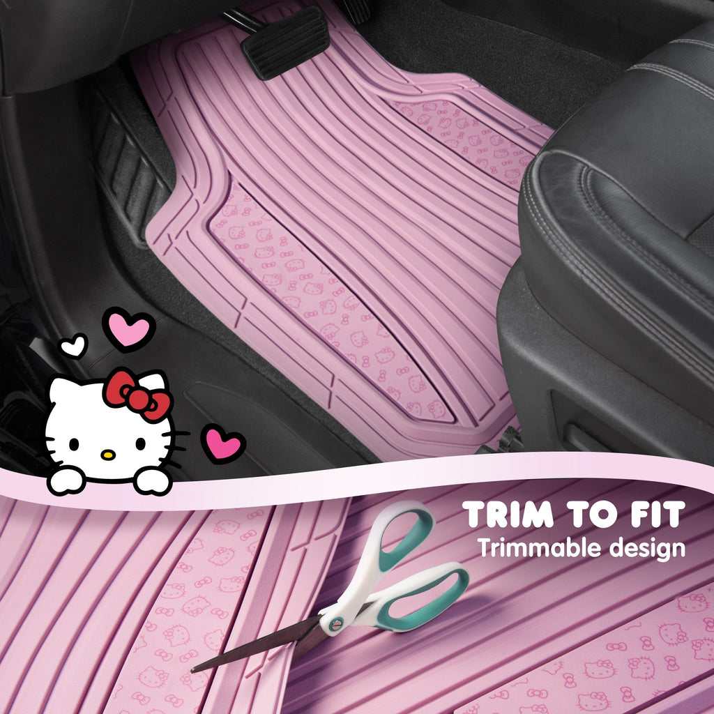 Hello Kitty Car Mats 4pc Floor Mats for Cars Trucks SUVs Pink Car Floor Mats for Women Men Accessories Rubber Heavy Duty Cute Non-Slip Always Front Rear Hello Kitty Car Accessories Pink/Pink