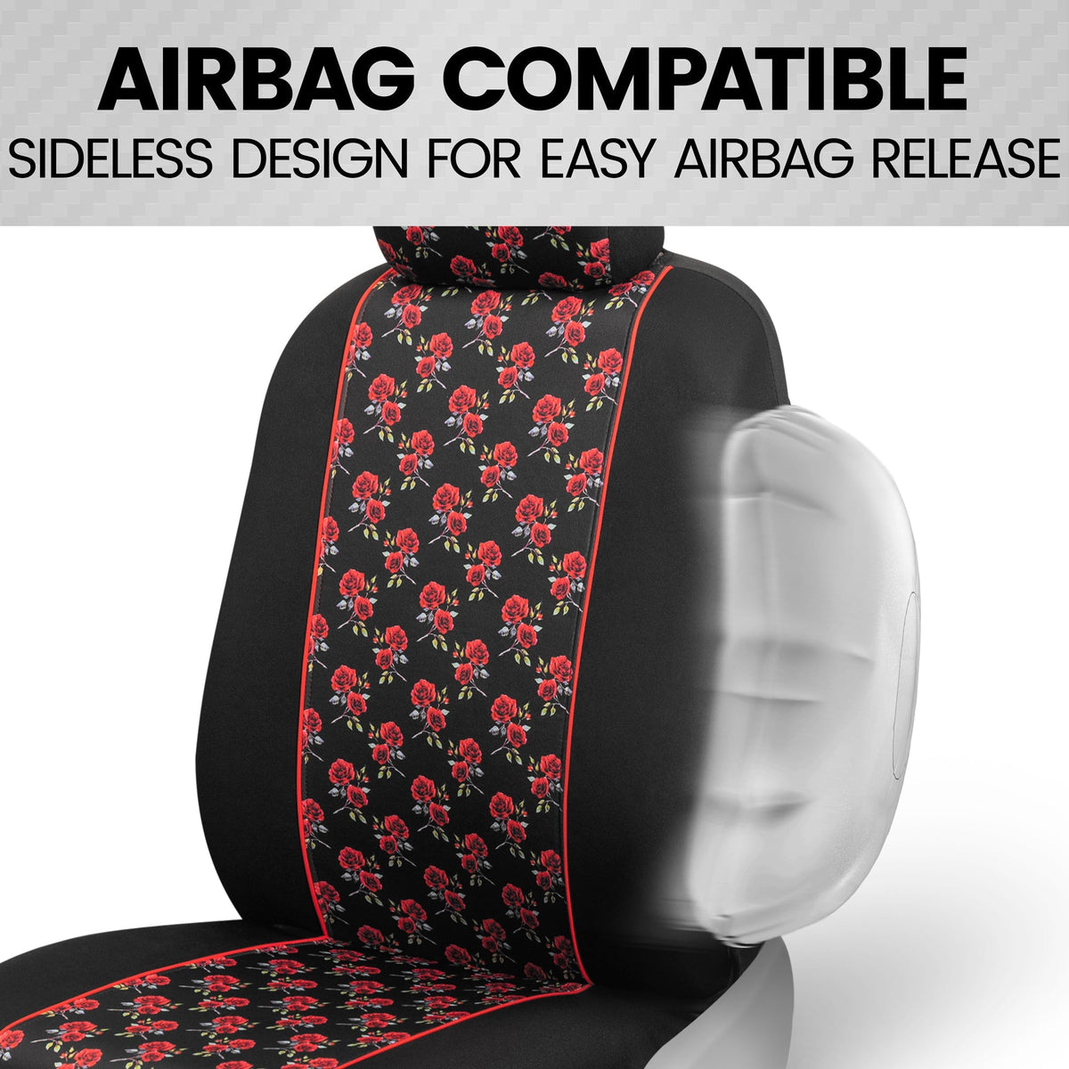 BDK 2-Pack Red Roses Front Seat Covers