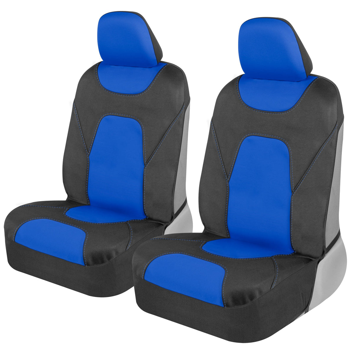 MotorTrend 2-Pack AquaShield Water-Proof Two-Tone Neoprene Front Seat Covers - Black/Blue
