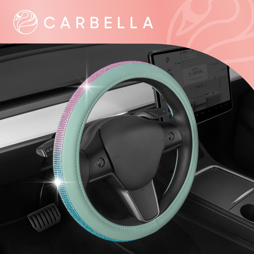Carbella Gradient Bling Diamond Leatherette Steering Wheel Cover (Fits 14.5" - 15.5")