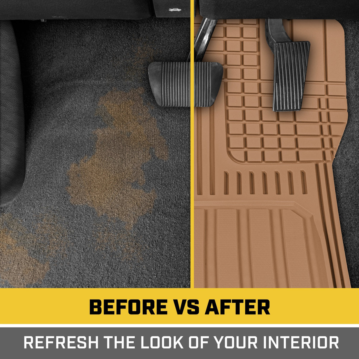 CAT 3-Piece ToughLiner Front Floor Mats and Rear Floor Mats - Heavy Duty, All Weather, Trim to Fit