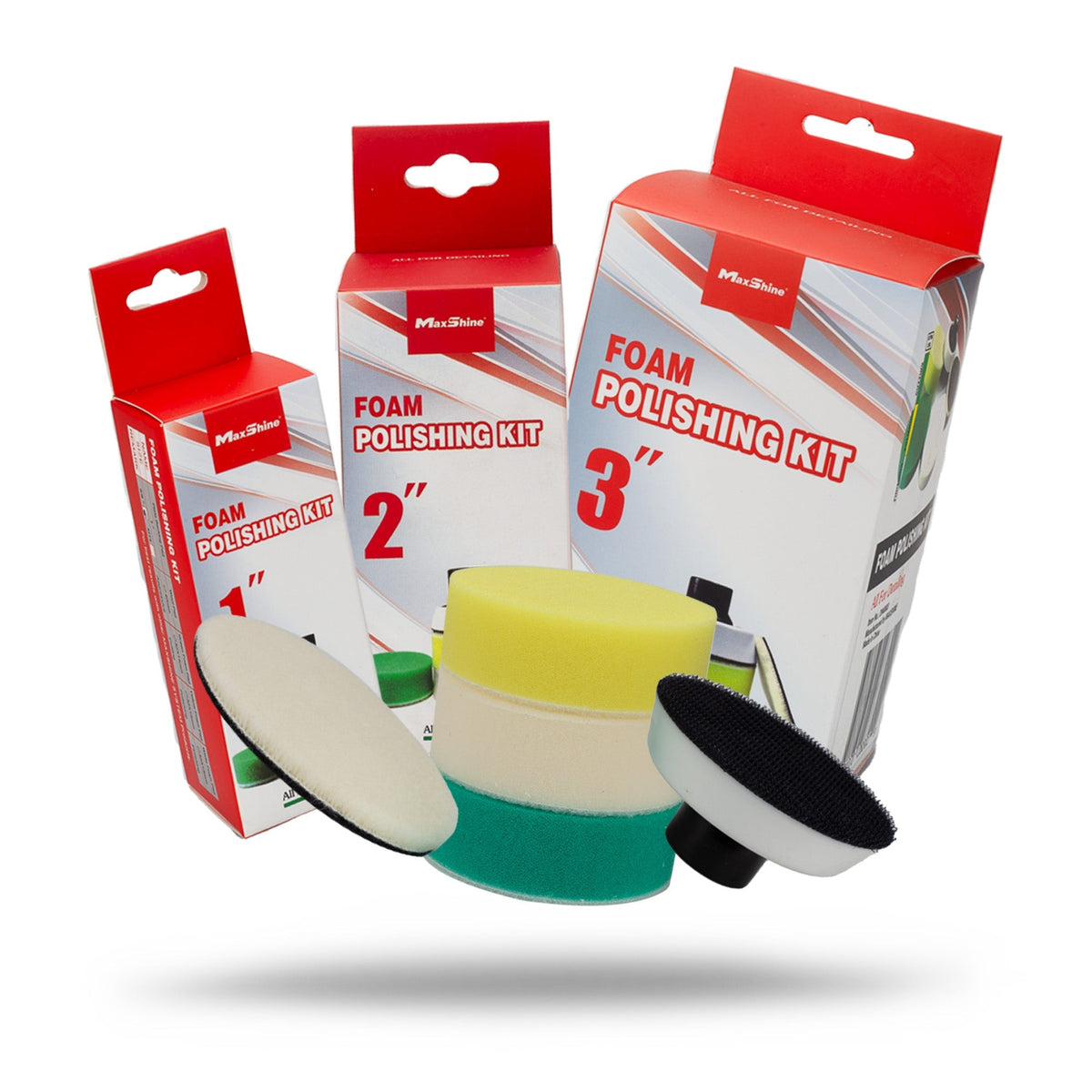 MaxShine Buffing Pads for Cars | Rotary Polishing Kit - 1in, 2in, 3in