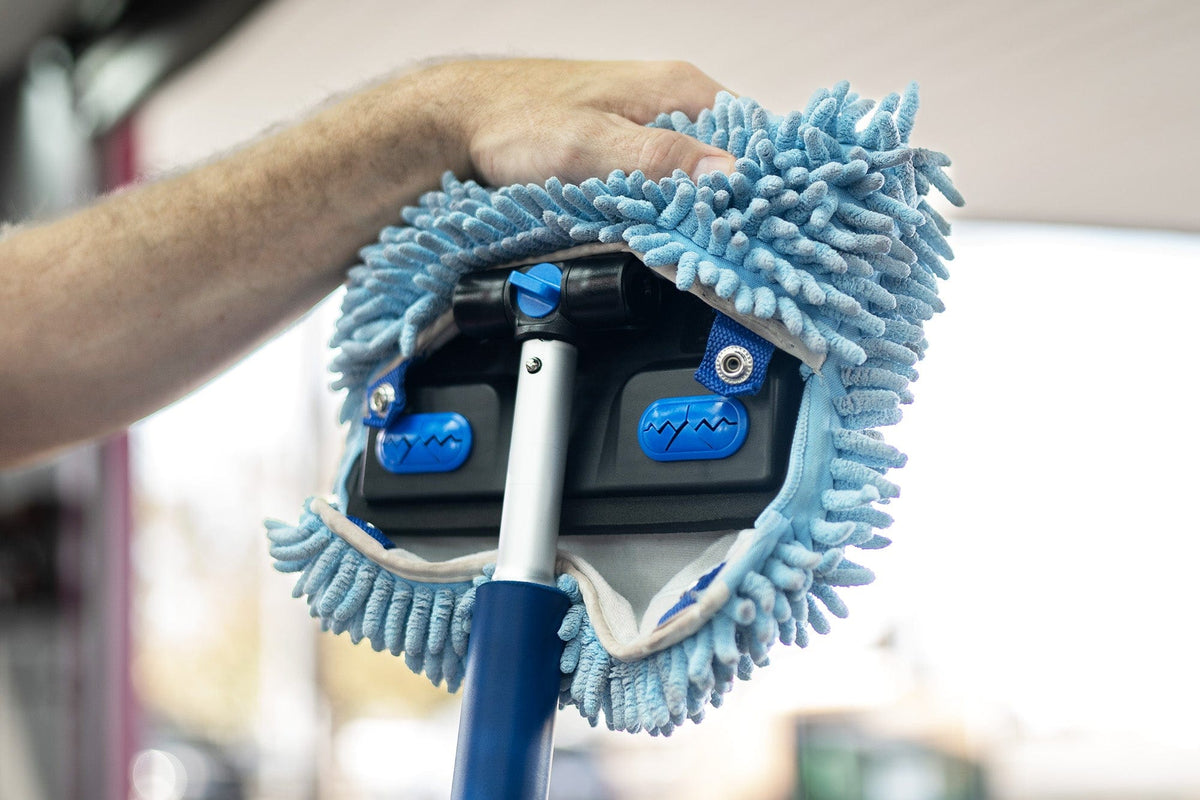 Autofiber [Mitt on a Stick PRO+] Premium Car Wash Mop, Brush, Pole, Mitt