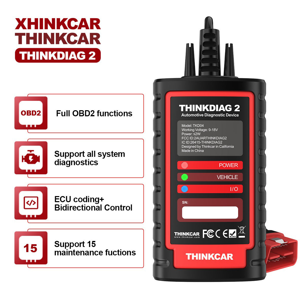 THINKCAR THINKDIAG 2 Bluetooth Bidirectional OBD2 Scanner - image 2
